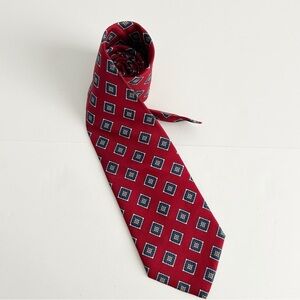 Brooks Brothers Red and Blue Silk Tie Geometric Pattern
